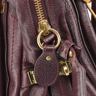 Chloé Burgundy Leather Paraty 2-Way Shoulder Bag