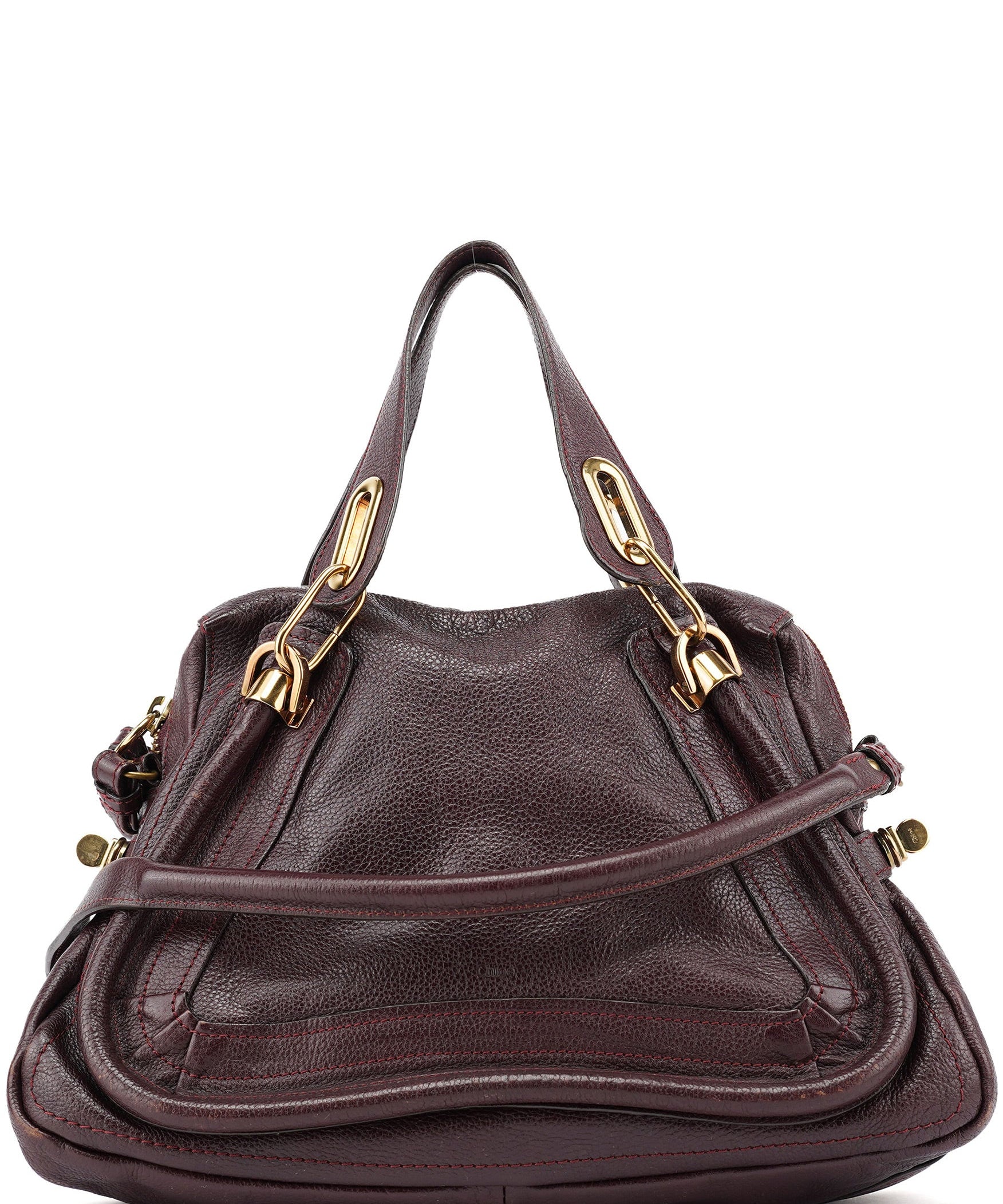 Chloé Burgundy Leather Paraty 2-Way Shoulder Bag