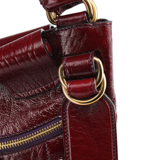 Chloe Burgundy Patent Leather Bay Shoulder Bag