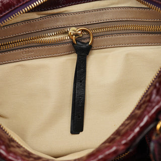 Chloe Burgundy Patent Leather Bay Tote Bag