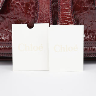Chloe Burgundy Patent Leather Bay Tote Bag