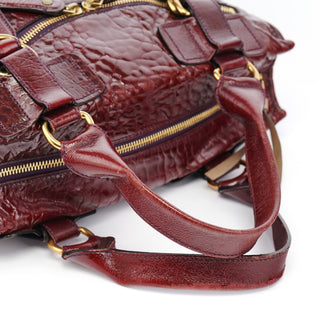 Chloe Burgundy Patent Leather Bay Tote Bag