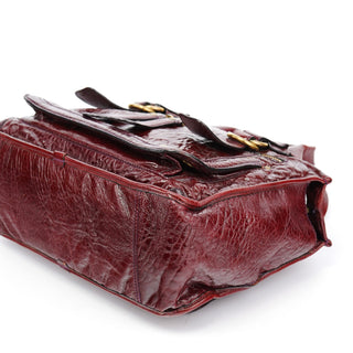 Chloe Burgundy Patent Leather Bay Tote Bag