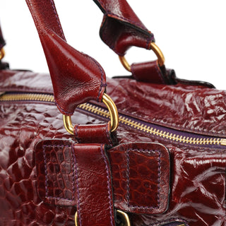 Chloe Burgundy Patent Leather Bay Tote Bag