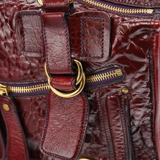 Chloe Burgundy Patent Leather Bay Tote Bag