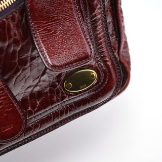 Chloe Burgundy Patent Leather Bay Tote Bag