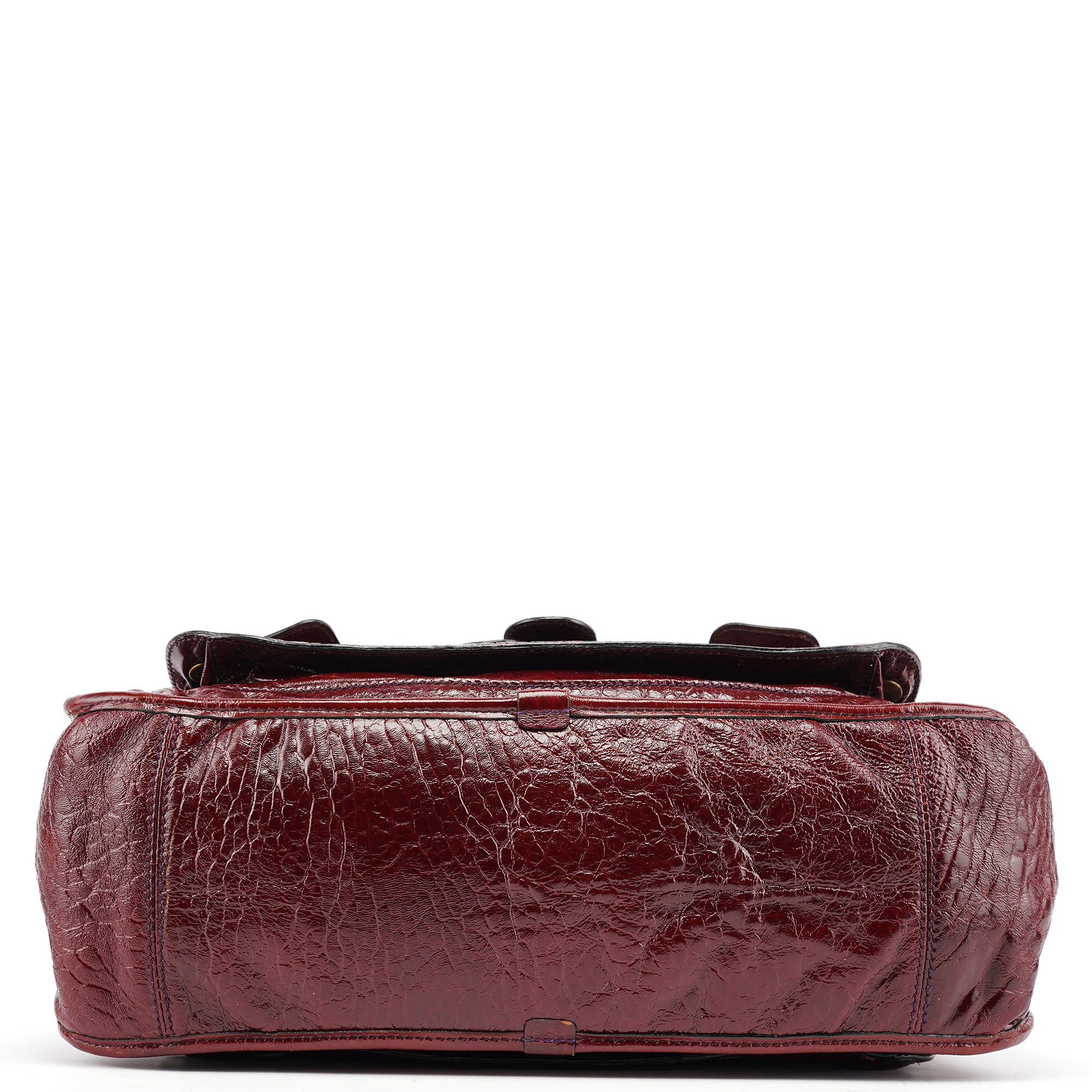 Chloe Burgundy Patent Leather Bay Tote Bag