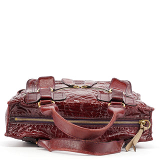 Chloe Burgundy Patent Leather Bay Tote Bag