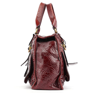 Chloe Burgundy Patent Leather Bay Tote Bag