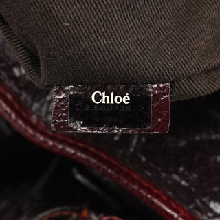 Chloe Burgundy Patent Leather Bay Tote Bag