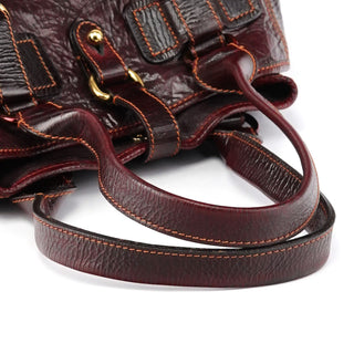Chloe Burgundy Patent Leather Bay Tote Bag