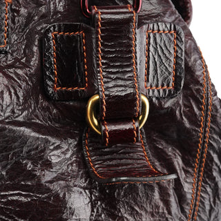 Chloe Burgundy Patent Leather Bay Tote Bag