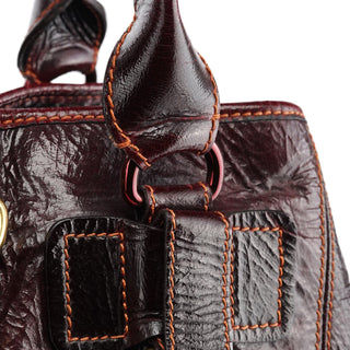 Chloe Burgundy Patent Leather Bay Tote Bag