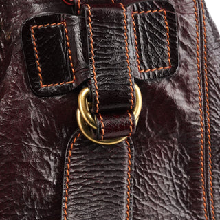 Chloe Burgundy Patent Leather Bay Tote Bag