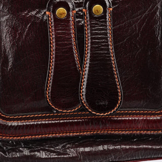 Chloe Burgundy Patent Leather Bay Tote Bag