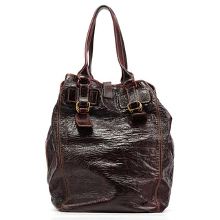 Chloe Burgundy Patent Leather Bay Tote Bag