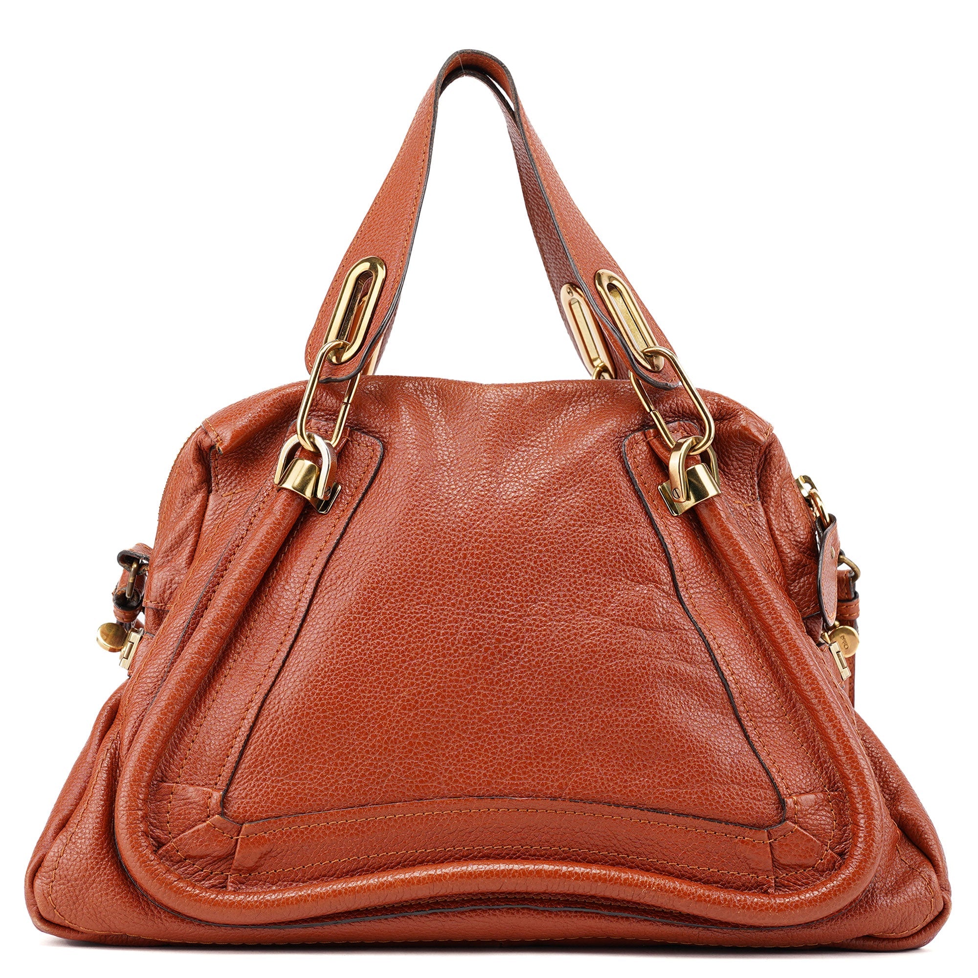 Chloé Paraty 2-Way Schultertasche aus Leder in Burnt Orange