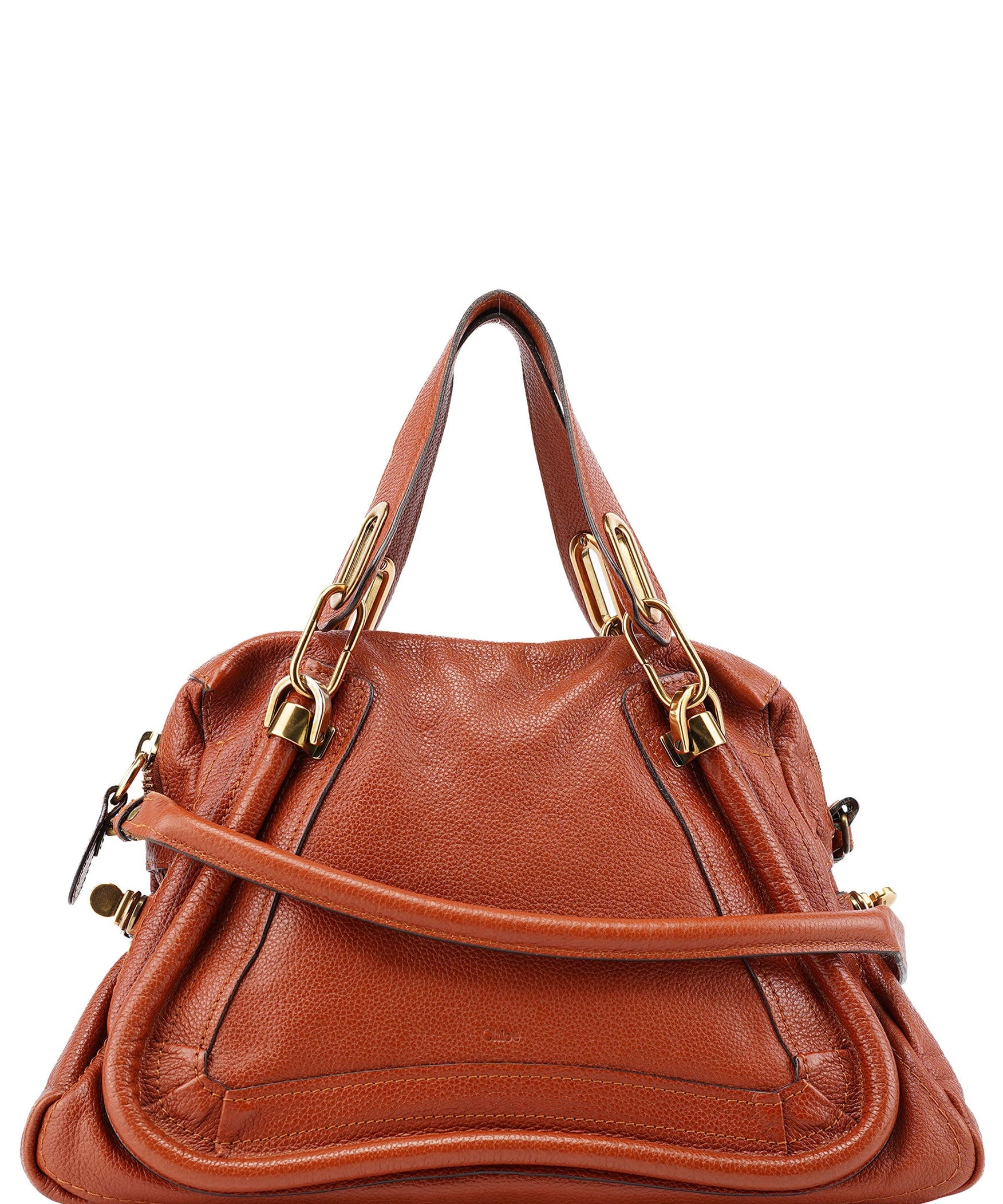 Chloé Burnt Orange Leather Paraty 2-Way Shoulder Bag