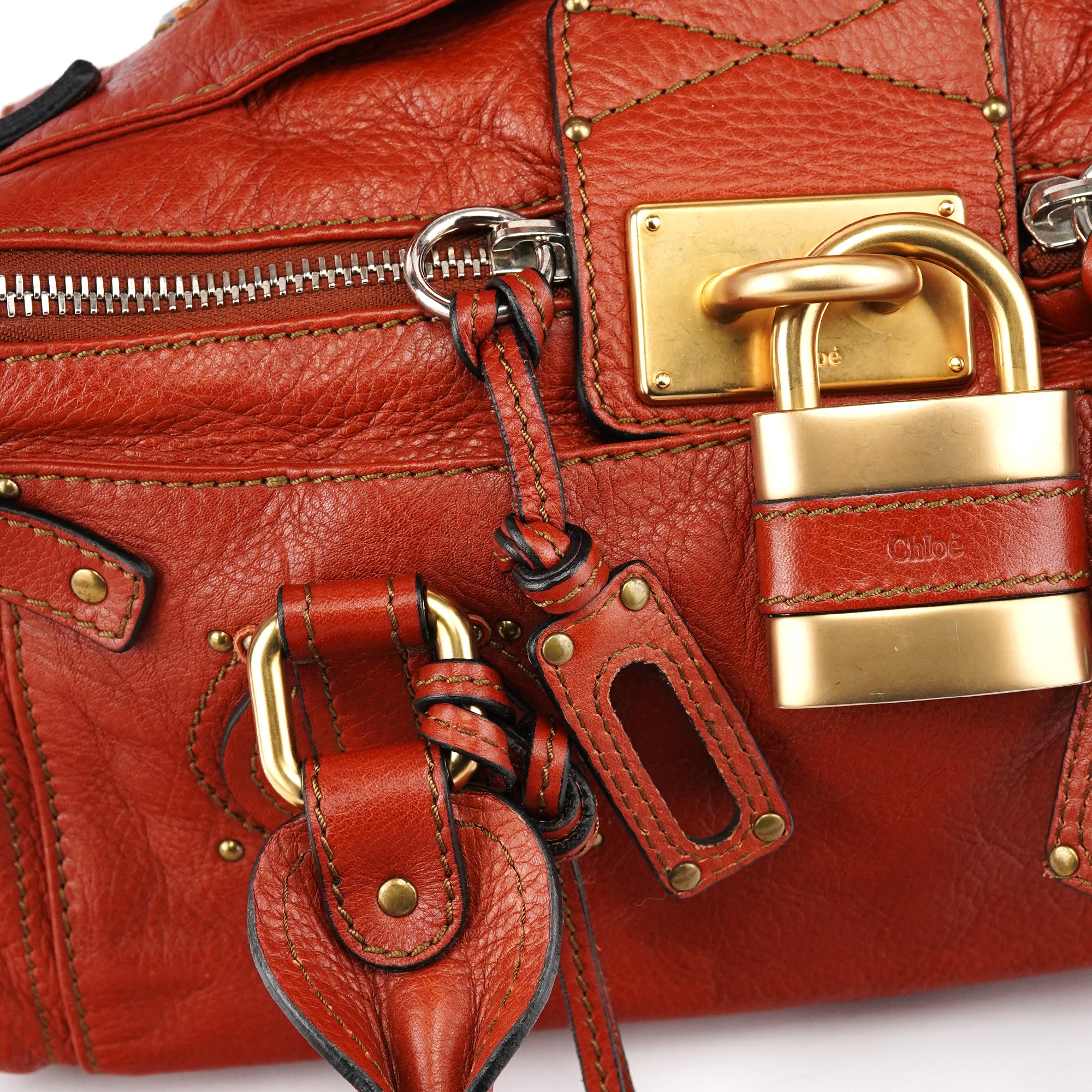 Chloe Burnt Red Leather Paddington Shoulder Bag