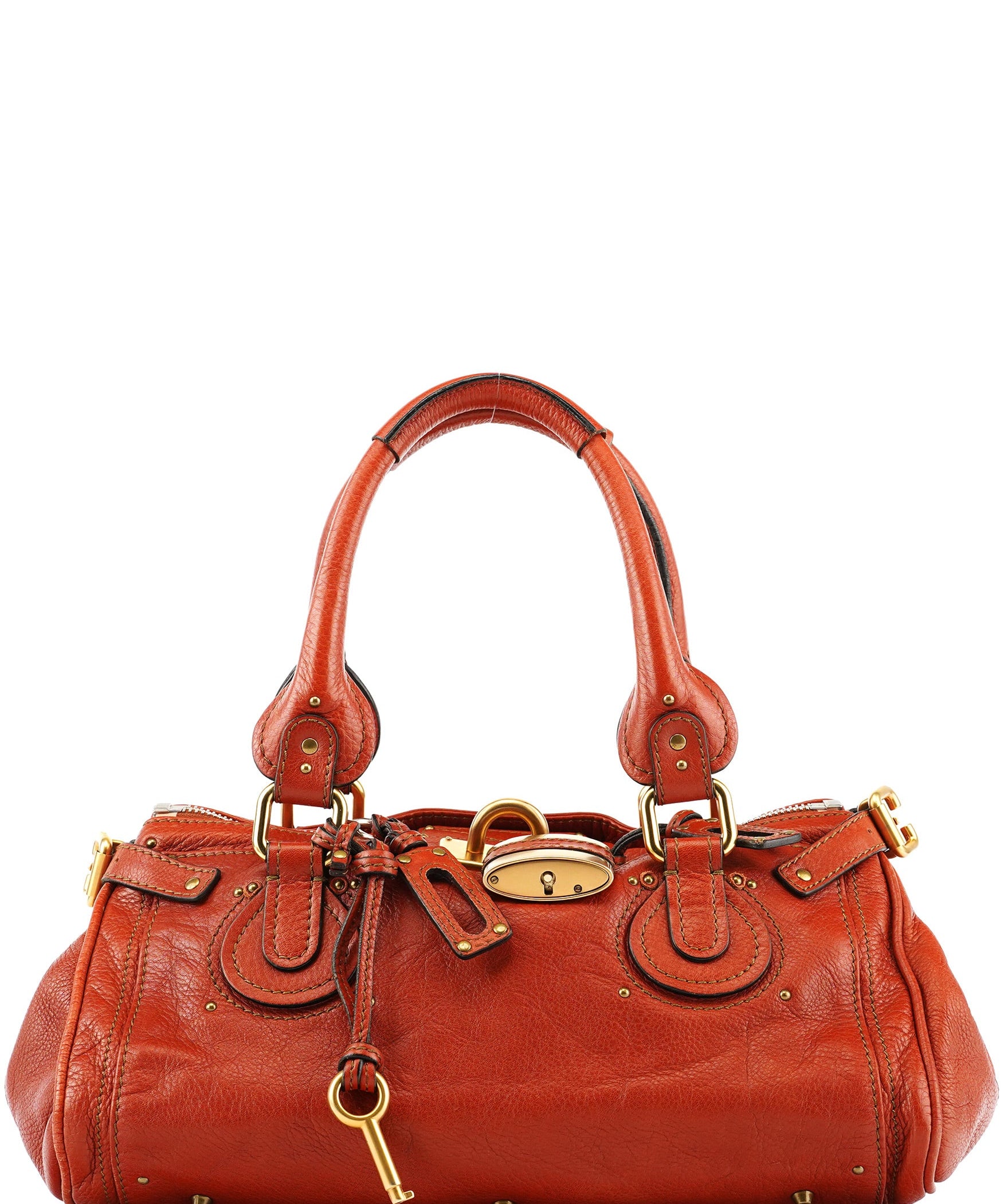 Chloe Burnt Red Leather Paddington Shoulder Bag