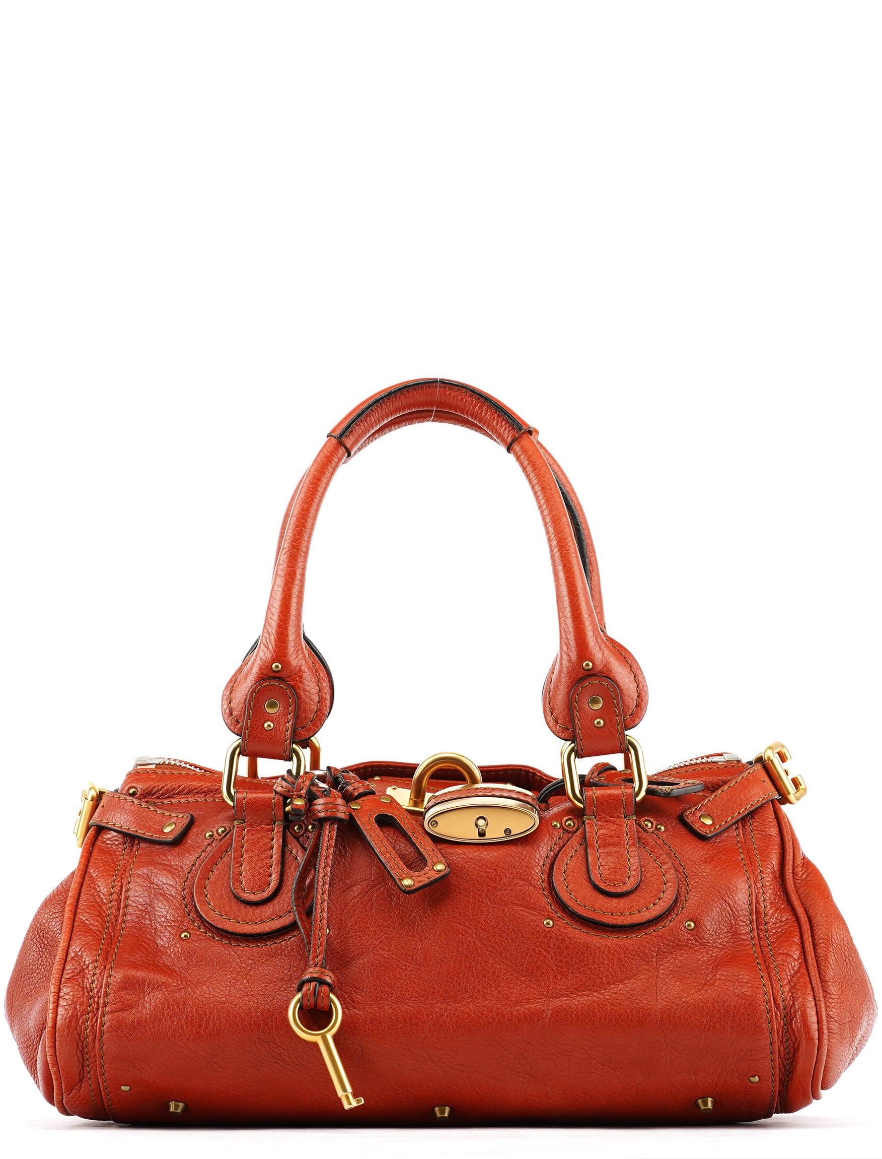 Chloe Burnt Red Leather Paddington Shoulder Bag