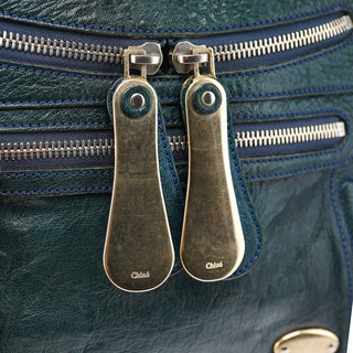 Chloé Chloé Navy Turquoise Leather Bay Crossbody Bag