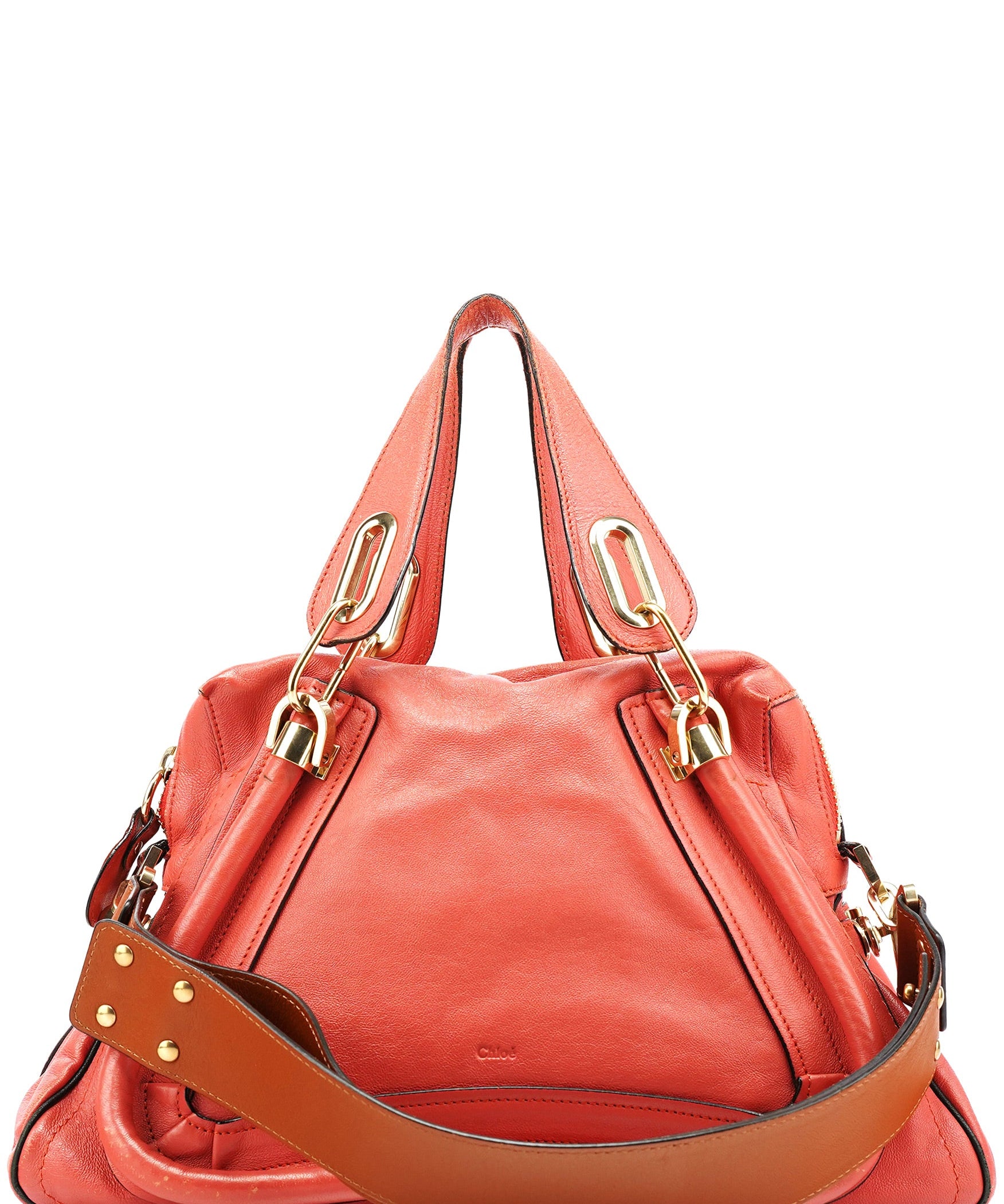 Chloe Coral Pink Leather Paraty 2-Way Bag