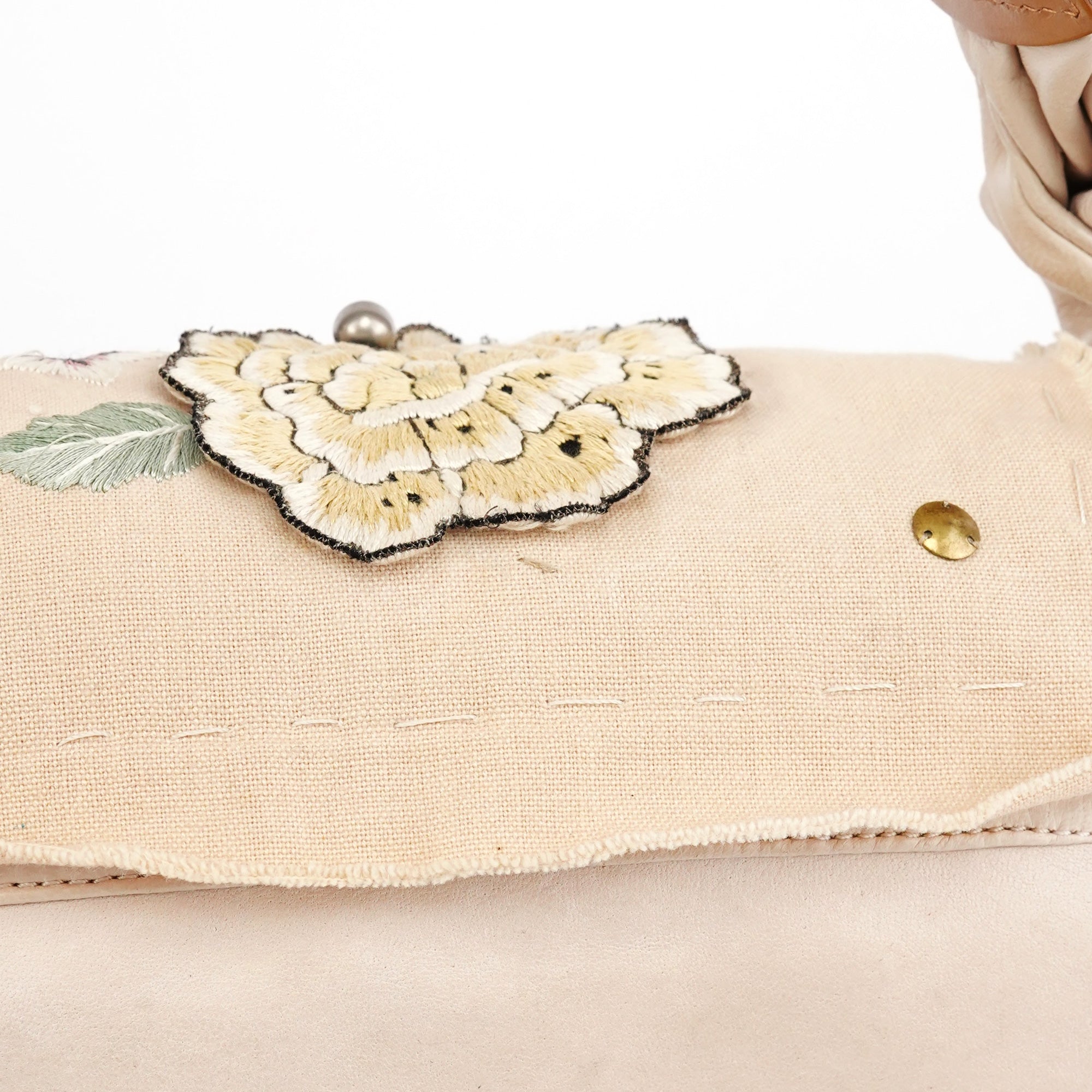 Chloé Cream Leather Embroidered Embwellished Hobo Bag