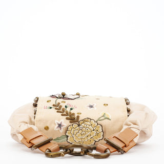 Chloé Cream Leather Embroidered Embwellished Hobo Bag