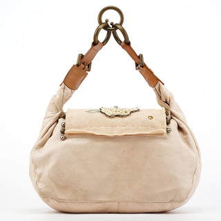 Chloé Cream Leather Embroidered Embwellished Hobo Bag