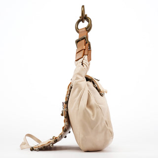 Chloé Cream Leather Embroidered Embwellished Hobo Bag
