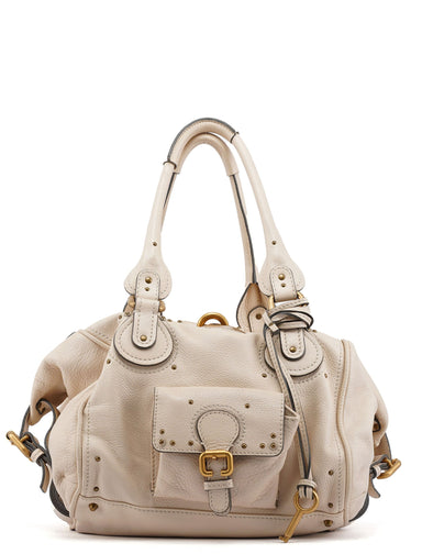 Chloe Cream Leather Paddington Pocket Shoulder Bag