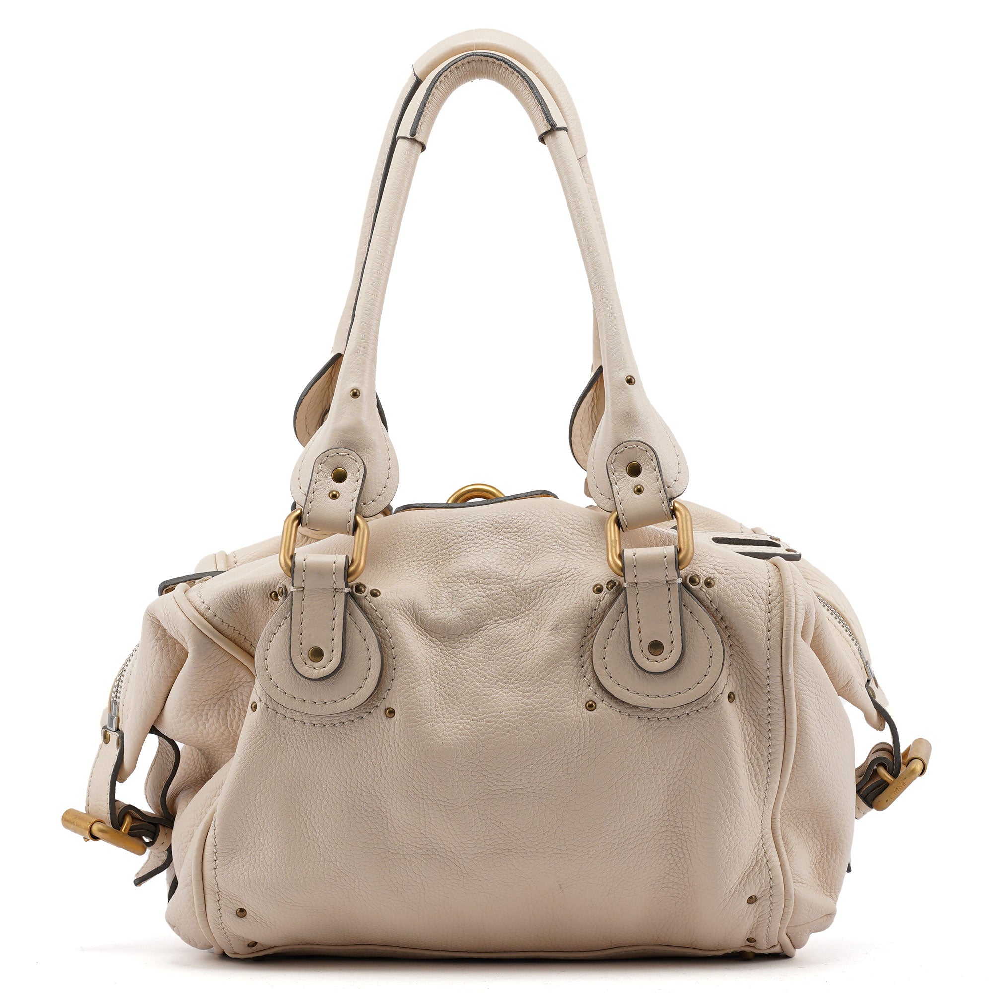 Chloe Cream Leather Paddington Pocket Shoulder Bag