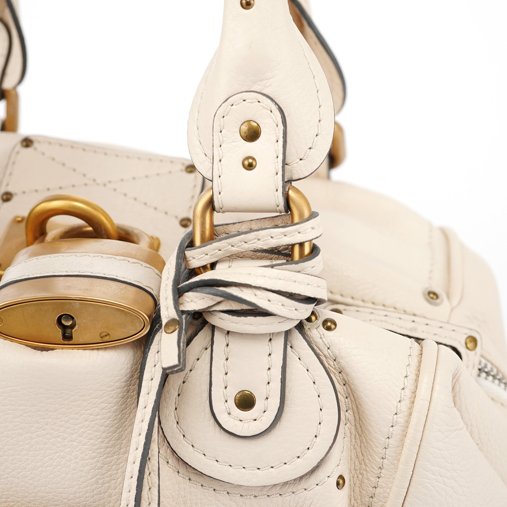 Chloe Cream Leather Paddington Pocket Shoulder Bag