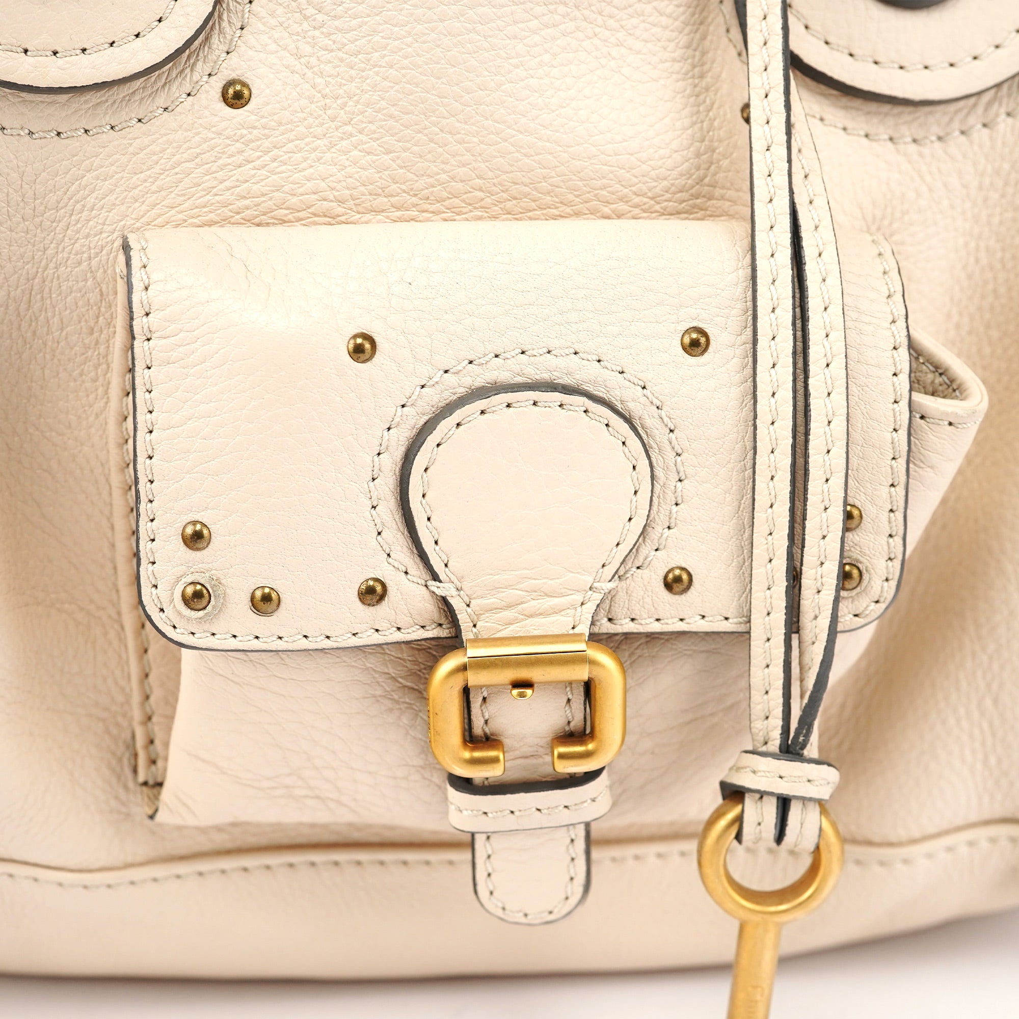 Chloe Cream Leather Paddington Pocket Shoulder Bag