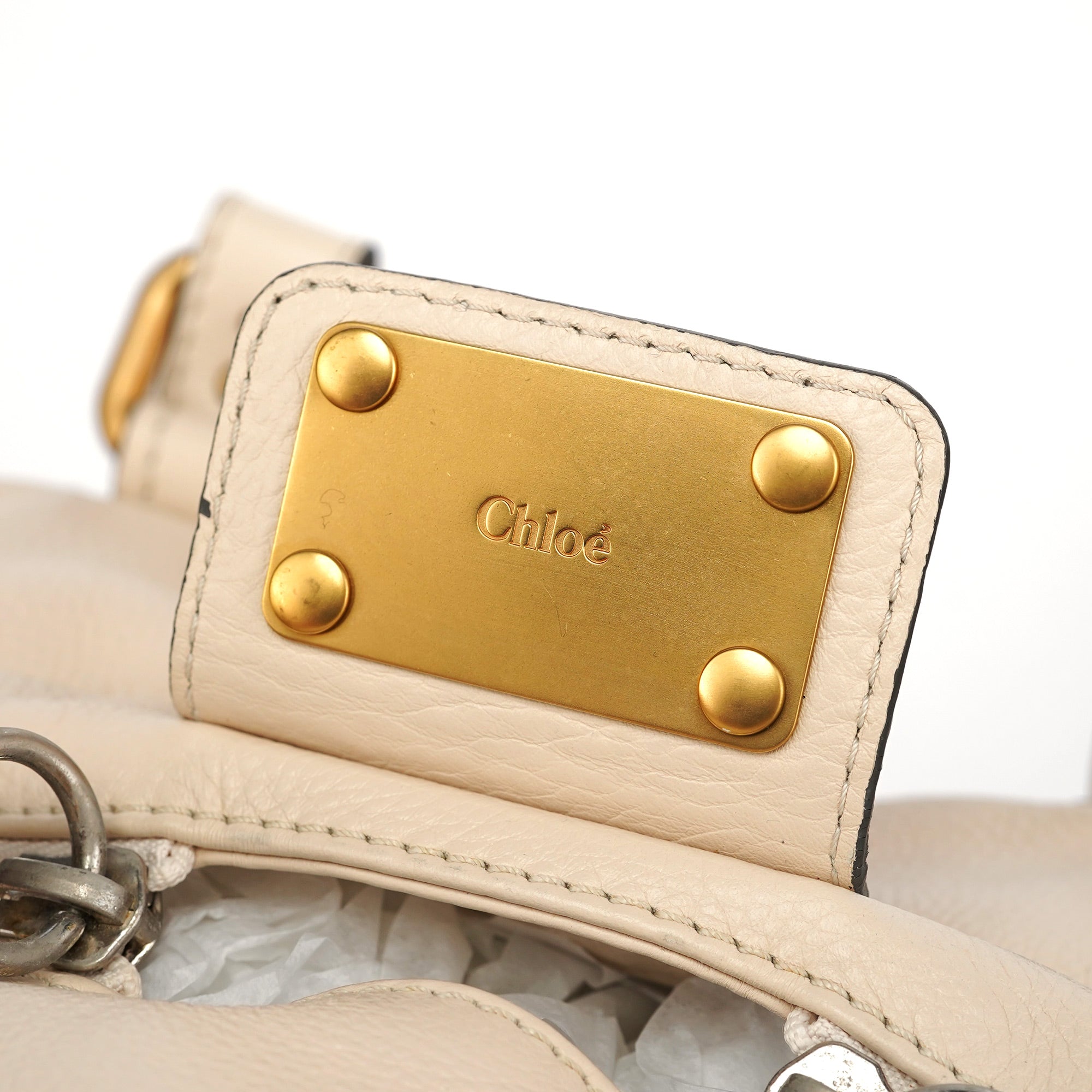 Chloe Cream Leather Paddington Pocket Shoulder Bag