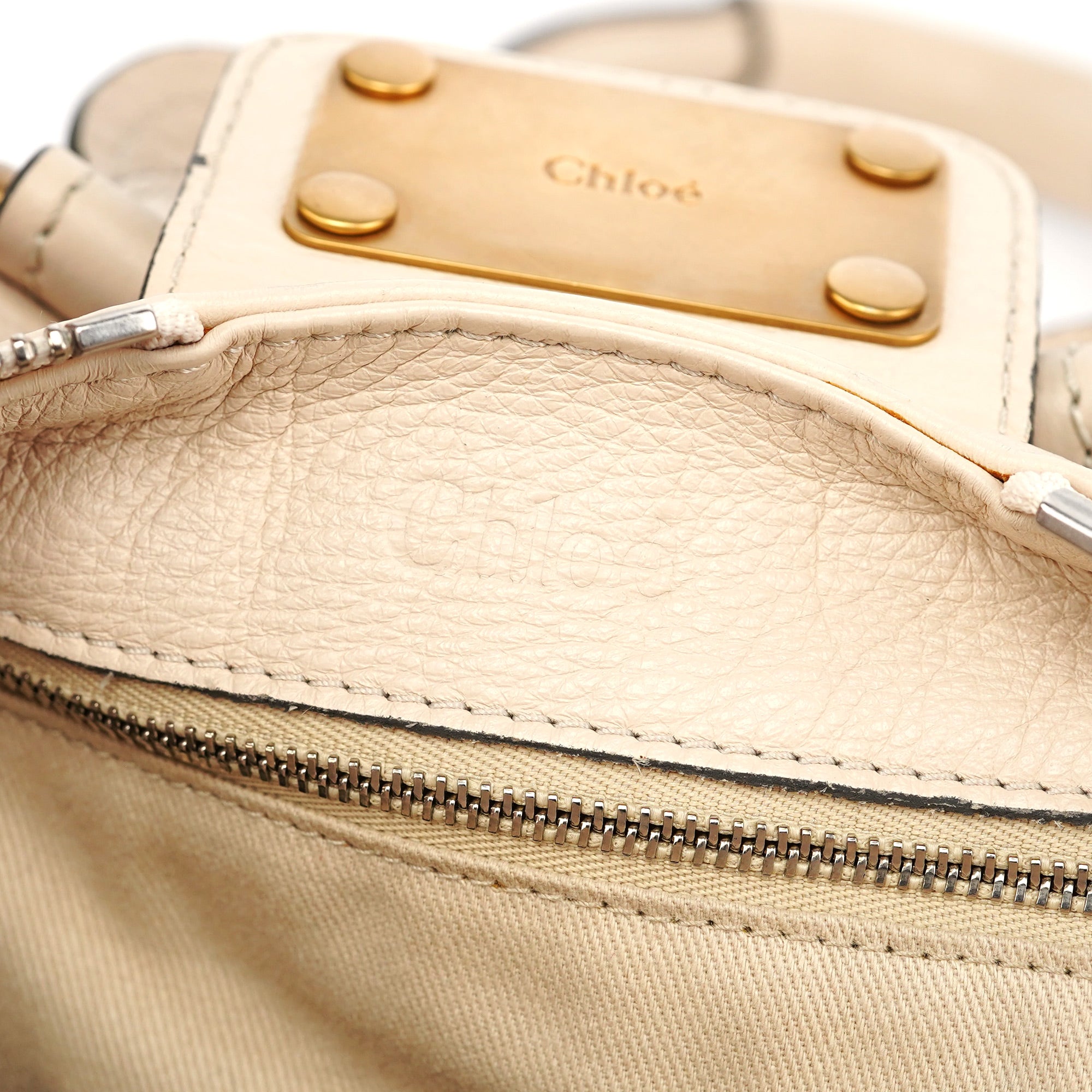 Chloe Cream Leather Paddington Pocket Shoulder Bag