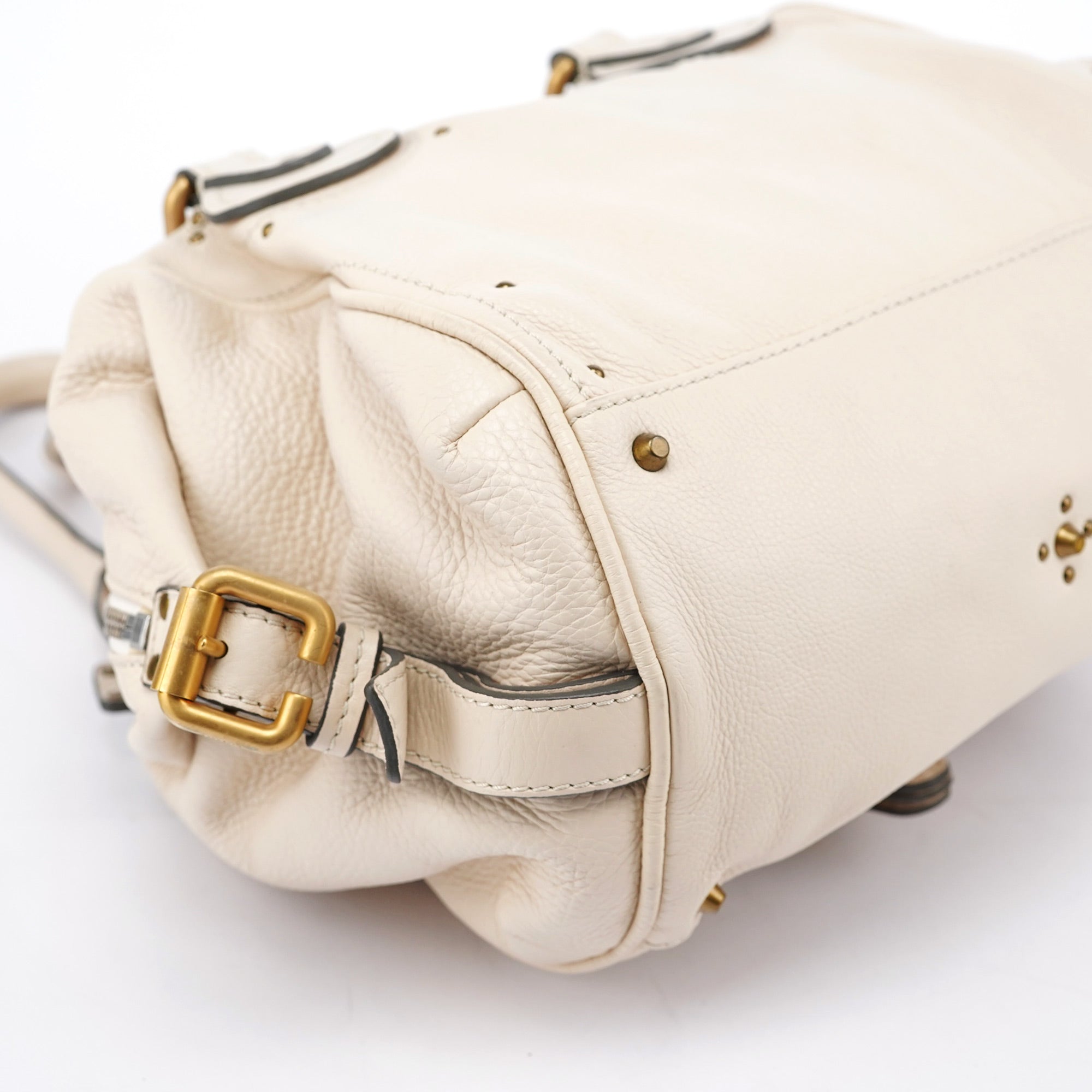 Chloe Cream Leather Paddington Pocket Shoulder Bag