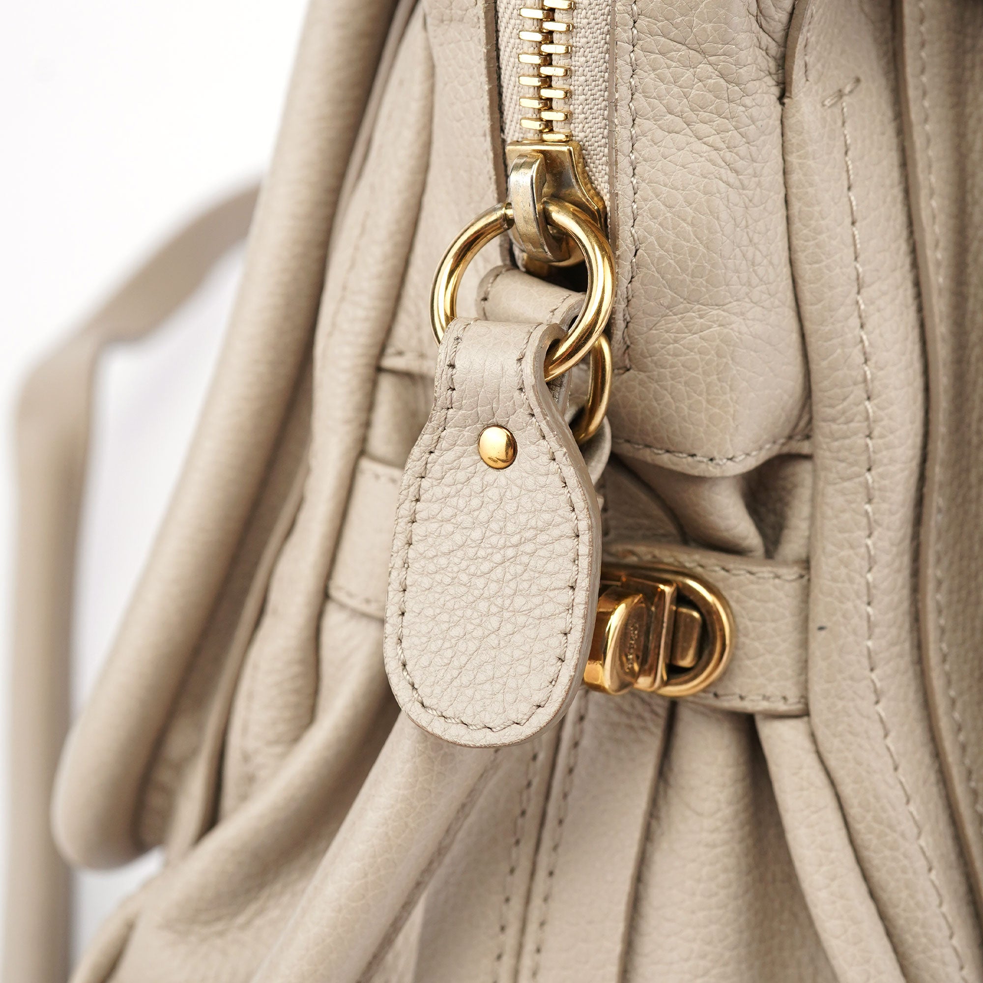 Chloé Sac deux portés Paraty en cuir crème