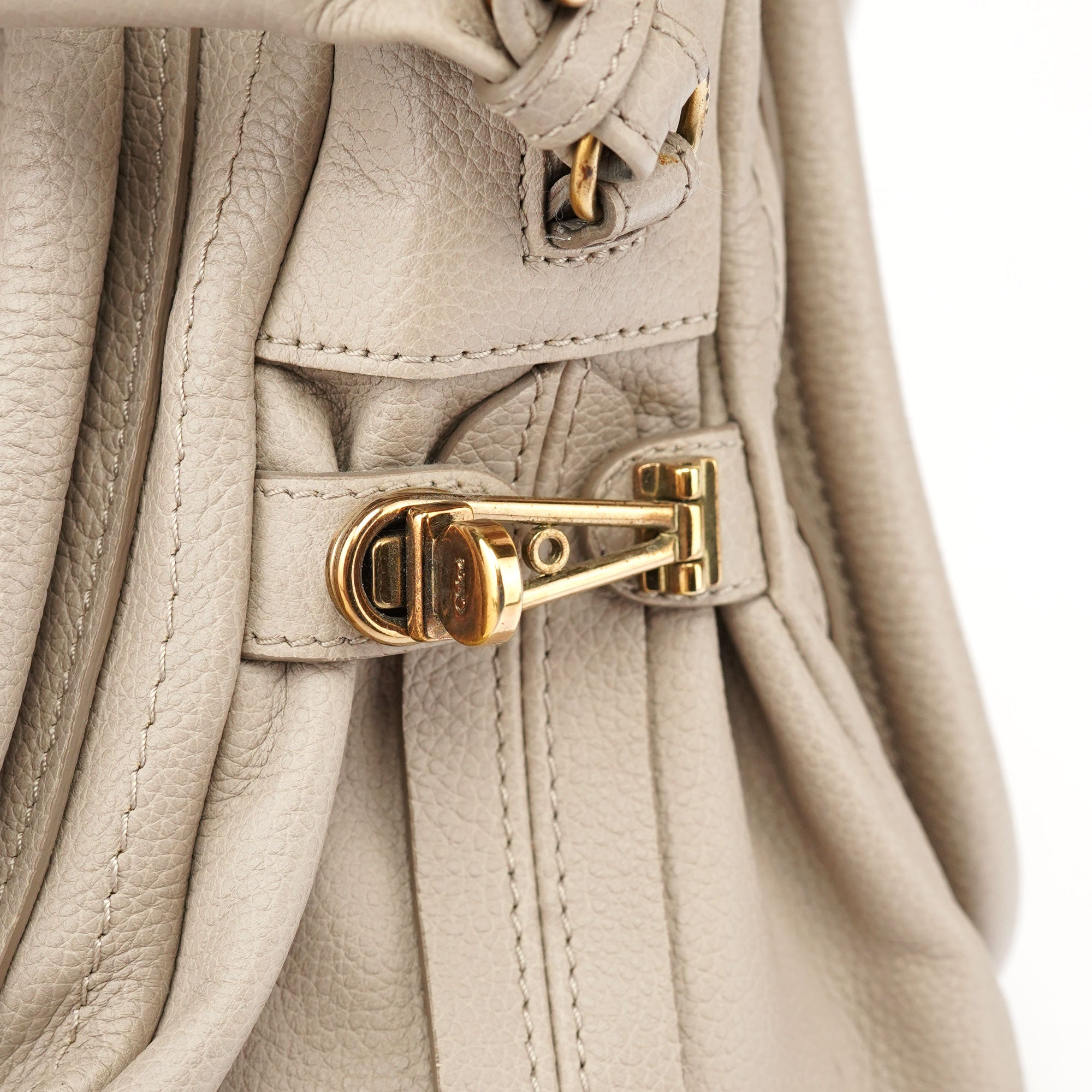 Chloé Sac deux portés Paraty en cuir crème