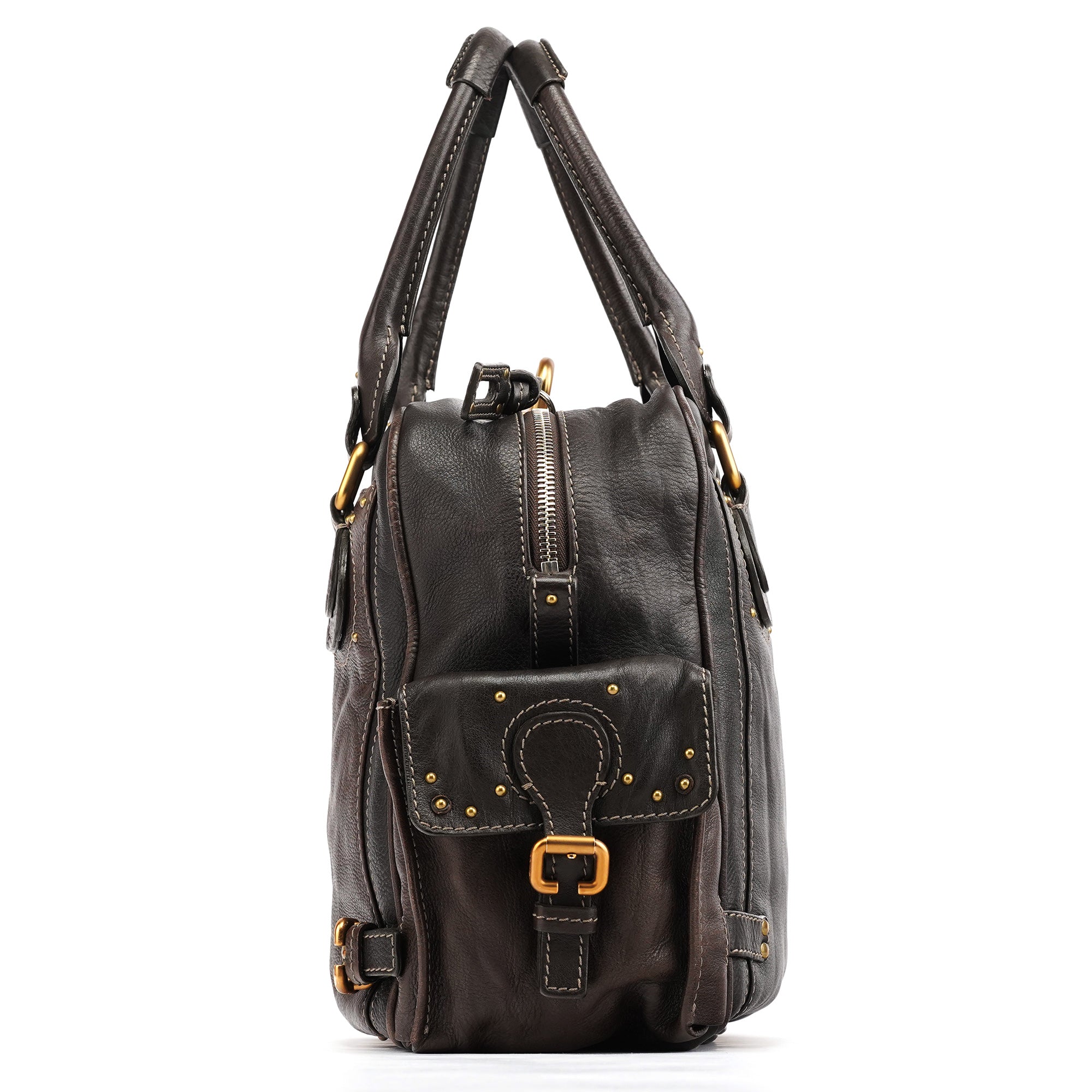 Chloé Sac à poignée Paddington en cuir marron foncé