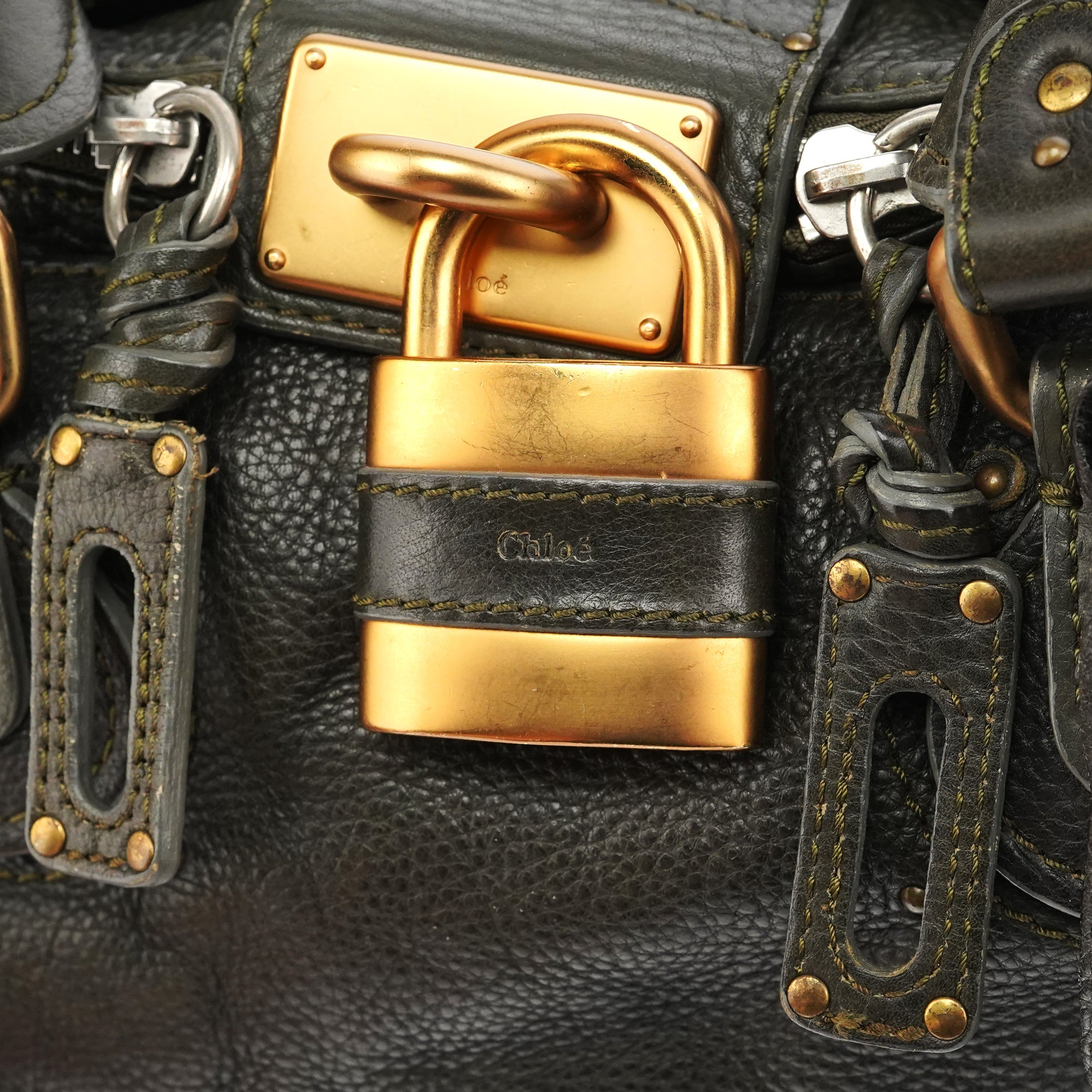 Chloe Dark Green Leather Paddington Shoulder Bag
