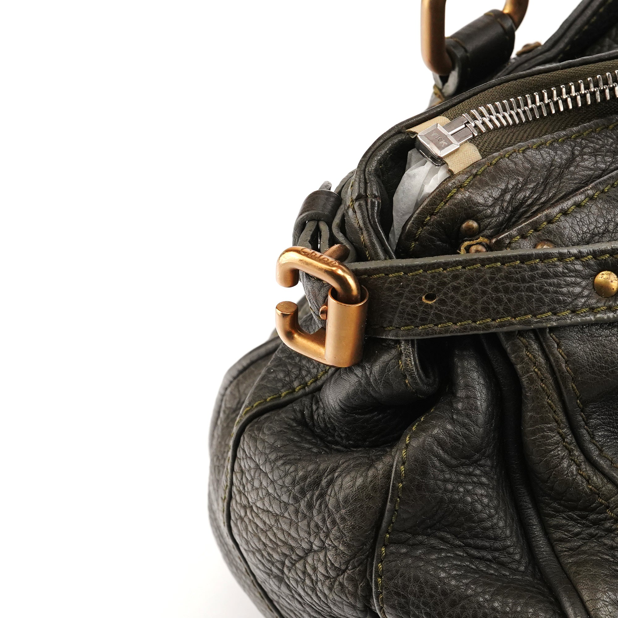 Chloe Dark Green Leather Paddington Shoulder Bag