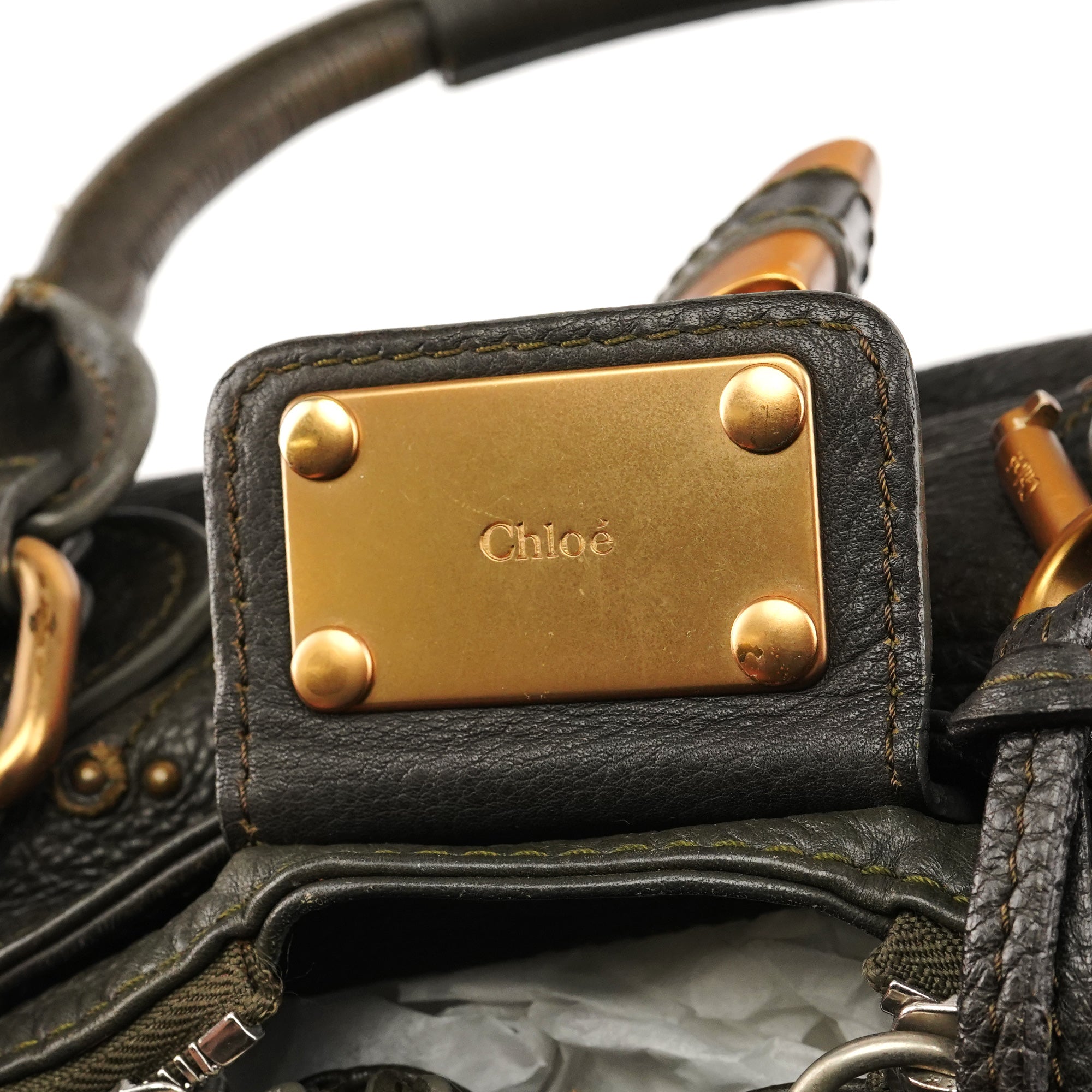 Chloe Dark Green Leather Paddington Shoulder Bag
