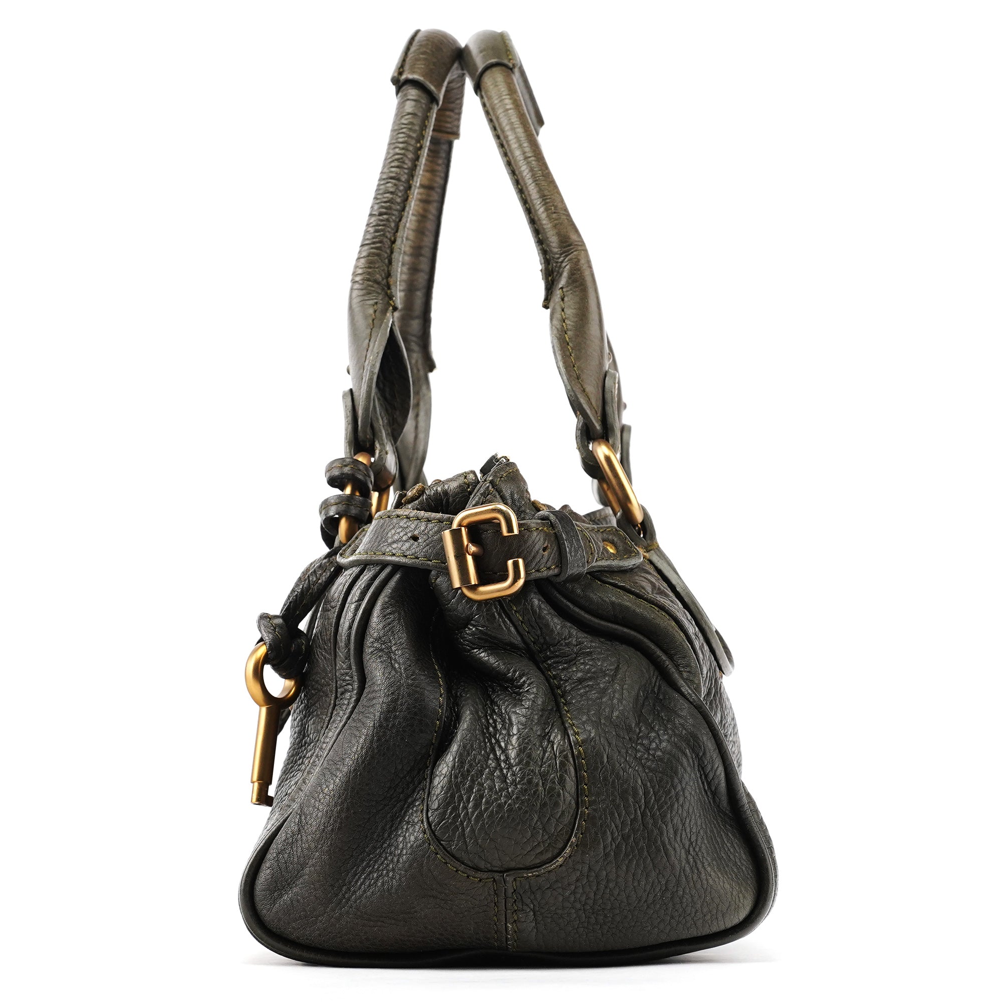 Chloe Dark Green Leather Paddington Shoulder Bag
