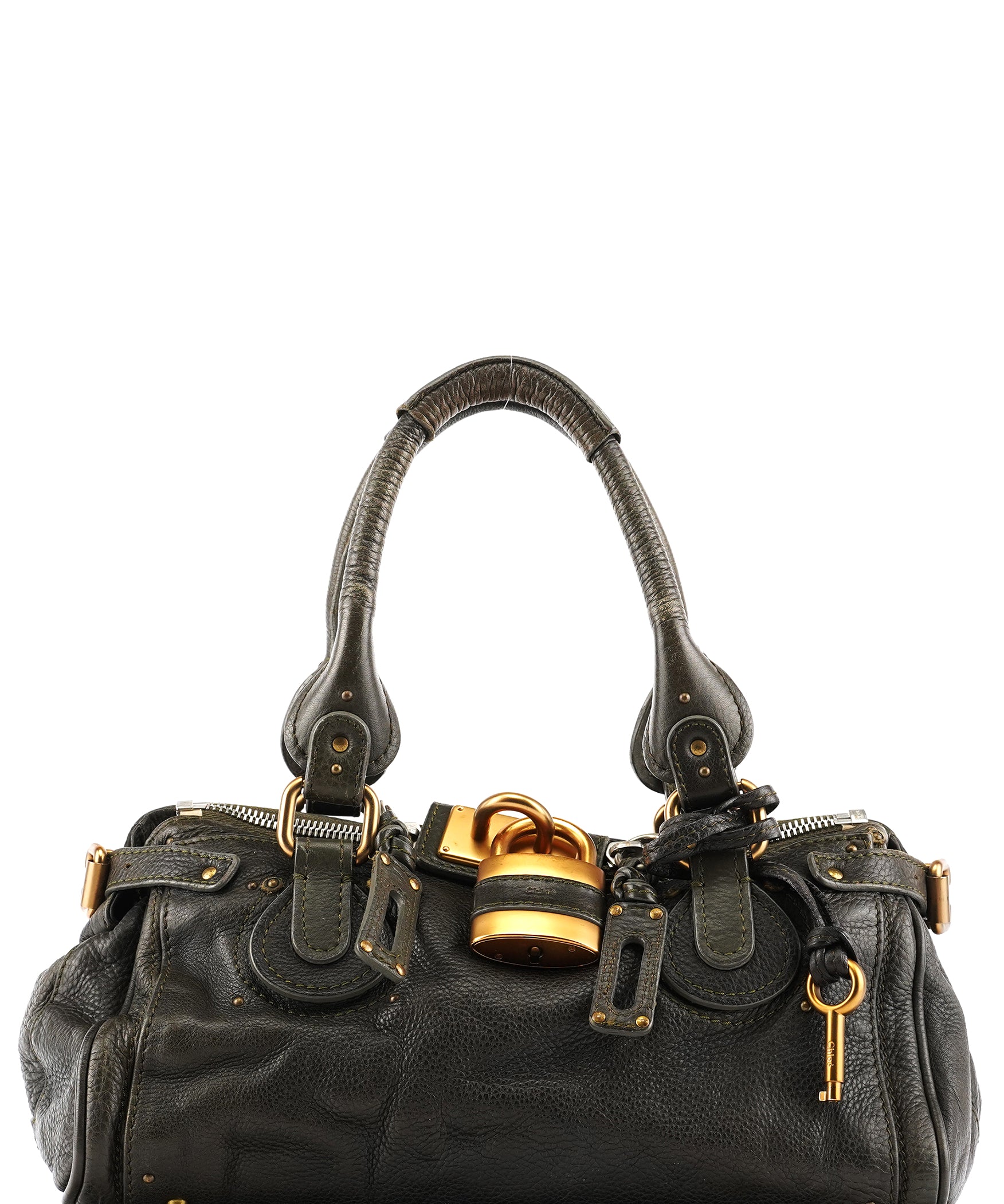 Chloe Dark Green Leather Paddington Shoulder Bag