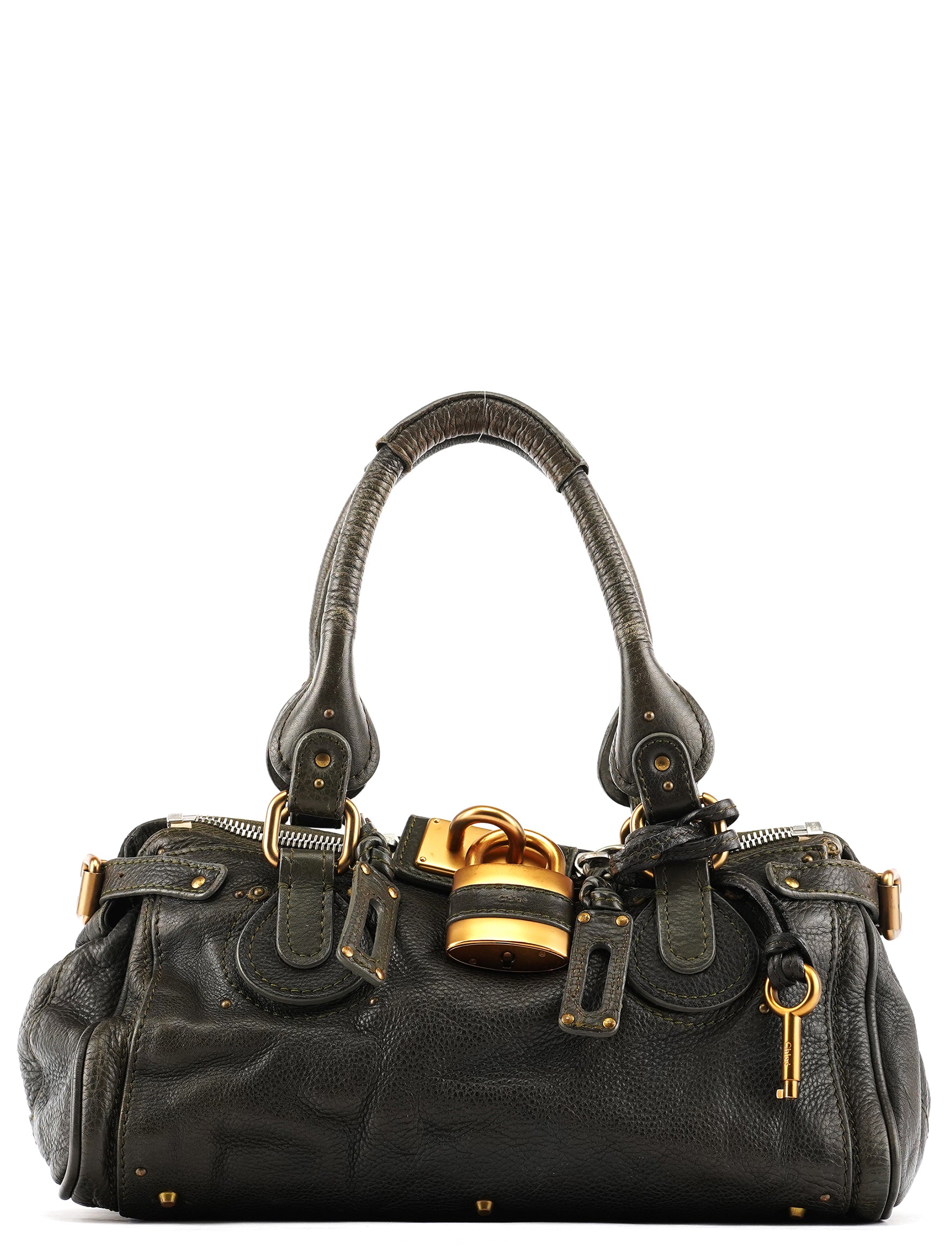 Chloe Dark Green Leather Paddington Shoulder Bag