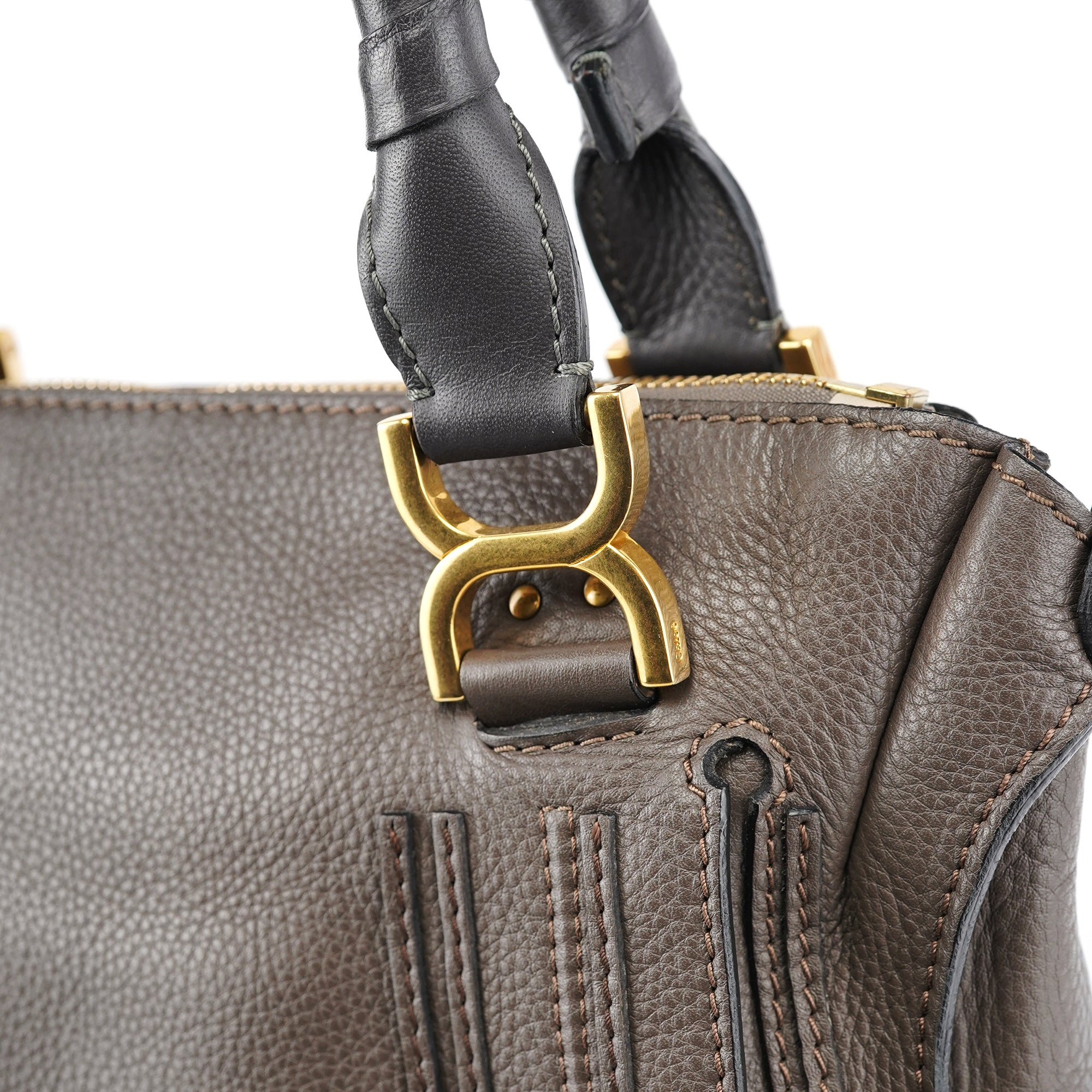 Chloe Dark Grey Leather Marcie Tote Bag