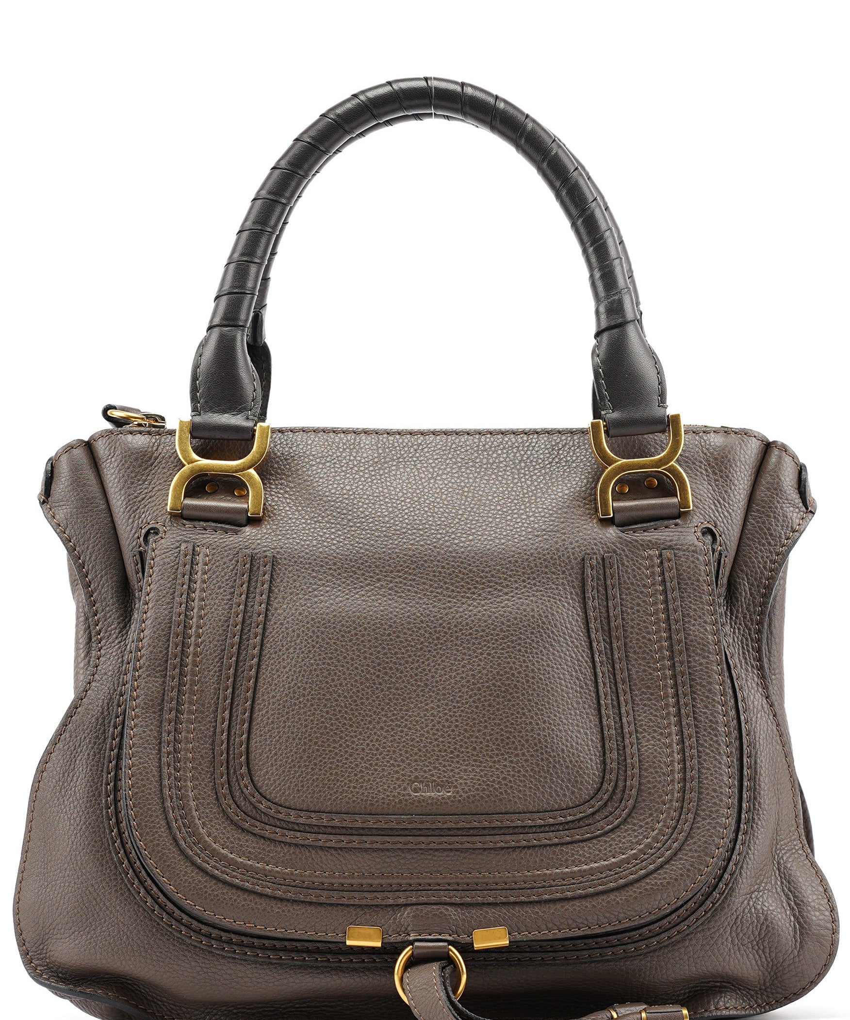 Chloe Dark Grey Leather Marcie Tote Bag