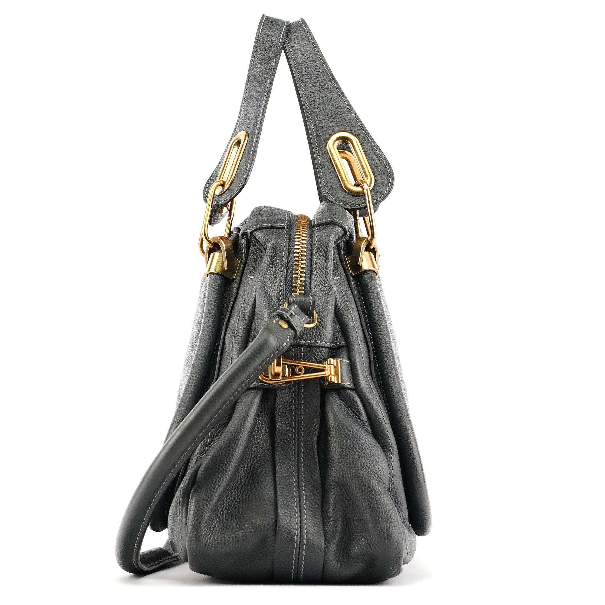 Chloé Borsa Paraty in pelle grigio scuro
